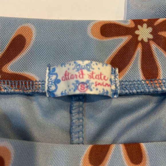 Altar’d State Swim Pant Blue with Brown Flowers Floral Retro 60s 70s Small - Picture 3 of 4